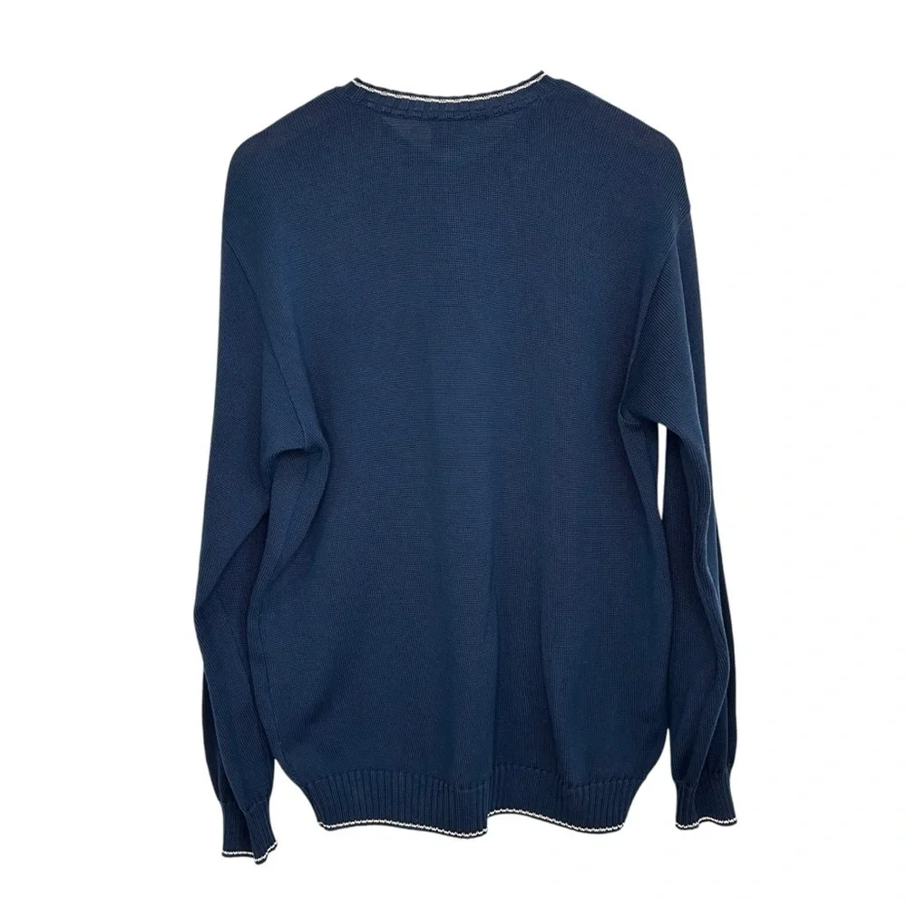 Paul & Shark Yachting Mens V Neck Cotton Sweater Sz Medium Blue Long Sleeve